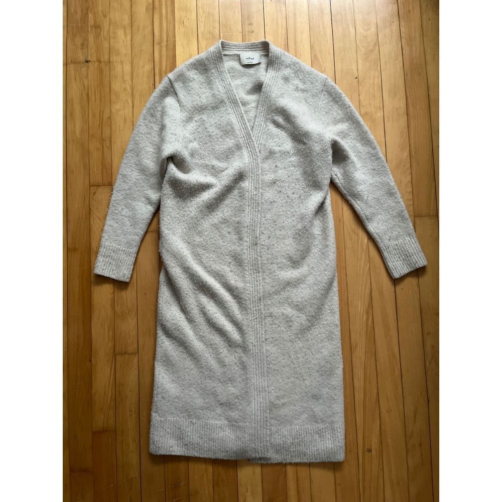 Wilfred Longline Cardigan Sweater Merino Wool Blend Light Beige Size S